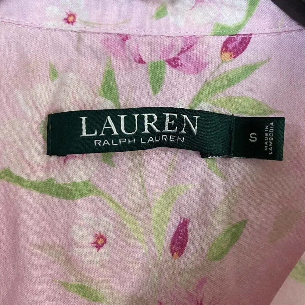 Lauren Ralph Lauren Floral Pink Sleep Shirt Size Small